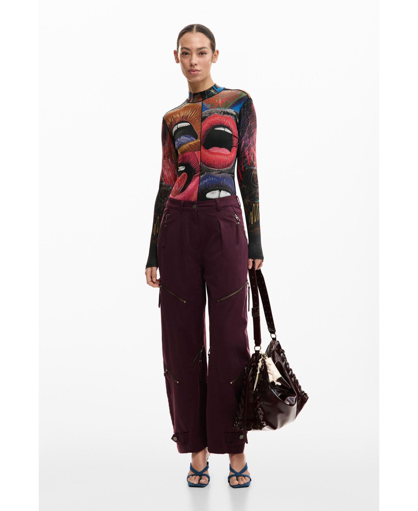 Женские брюки Desigual Tie-Dye with Zippers, цвет: Фиолетовый — фото 2