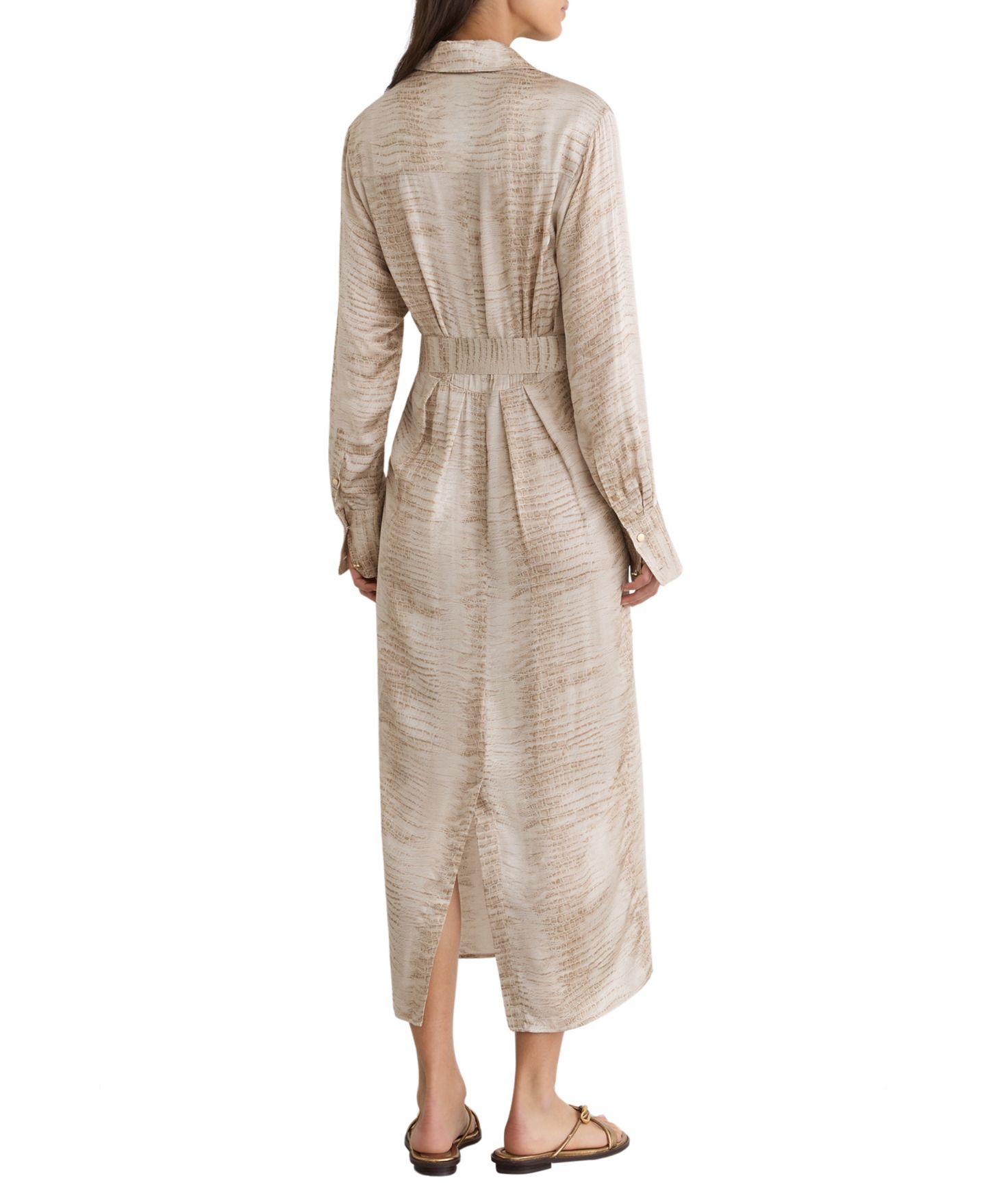 Женское платье REISS Sienna Snake-Print Belted Midi Shirt Dress, цвет: Нейтральный — фото 3
