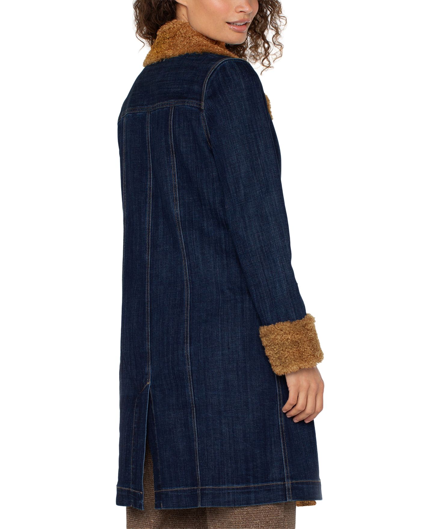 Женская куртка Liverpool Los Angeles Petite Sherpa Notch-Collar Denim Jacket, цвет: Cinder Bloom — фото 3