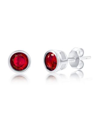 Sterling Silver, 6mm Bezel-Set CZ Stud Earrings