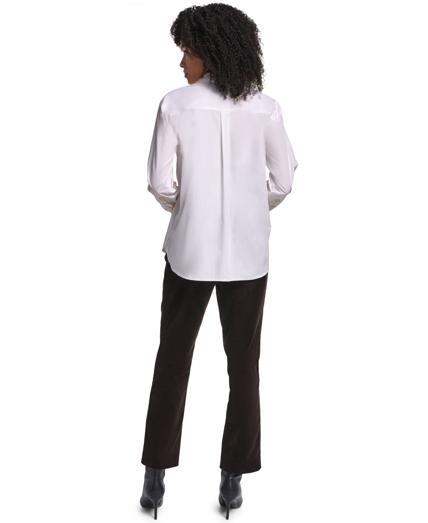 Женская блузка KARL LAGERFELD PARIS Petite Floral Embroidered Long-Sleeve Blouse, цвет: Белый — фото 5
