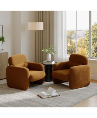 2 Set of Modern Accent Chair , Pet-Friendly Armchairs with Ergonomic Lumbar Support and Solid Wood Frame, Ideal for Living Room