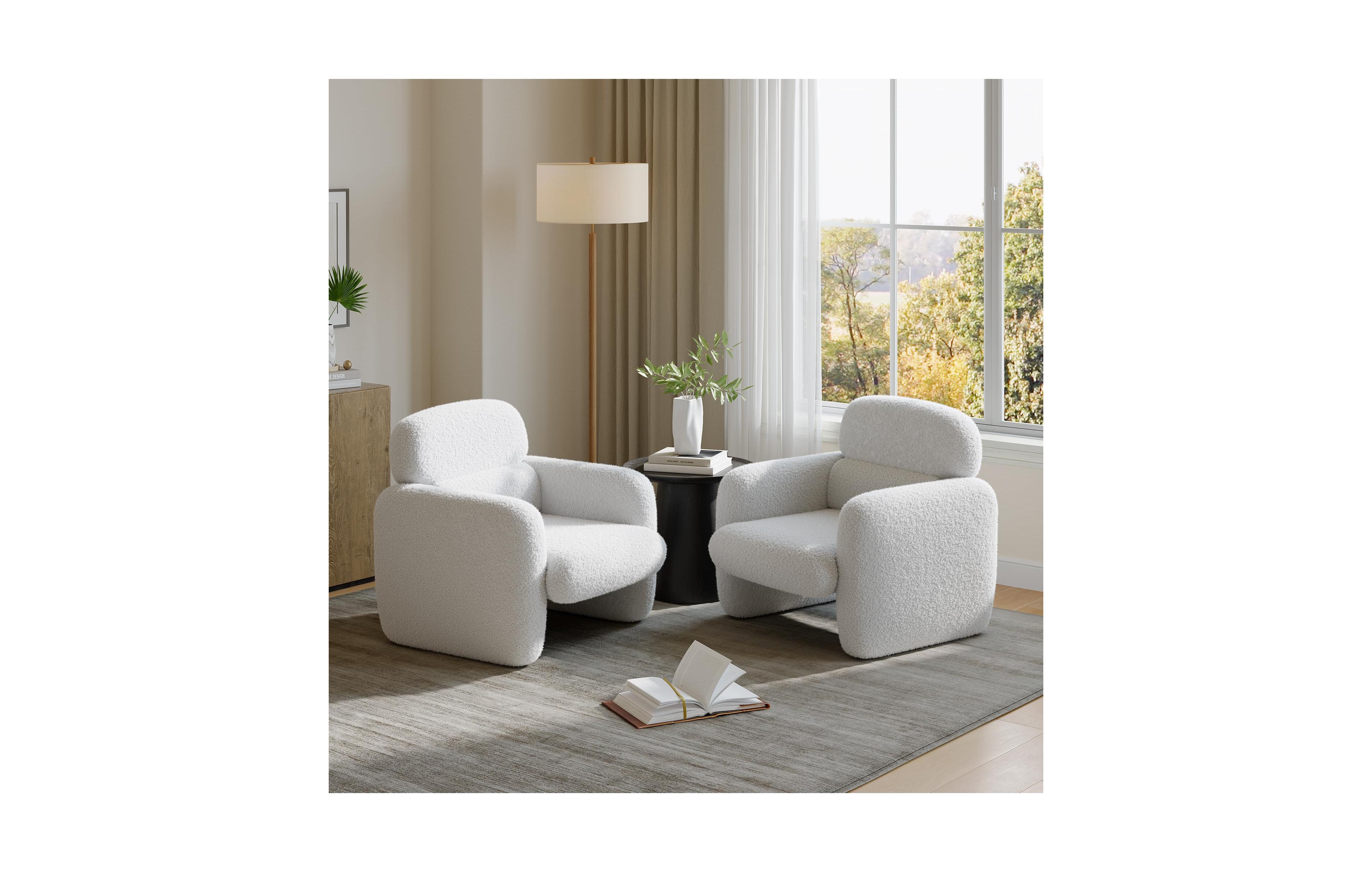 homfan 2 Set of Modern Accent Chair , Pet-Friendly Armchairs with Ergonomic Lumbar Support and Solid Wood Frame, Ideal for Living Room