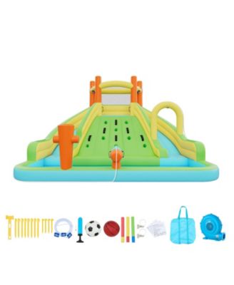 Inflatable Bounce House, 13.3 x 11.4 x 8.4 ft Water Slide, Bouncer Castle with Climbing Wall, Double Tall Slides, Splash Pool
