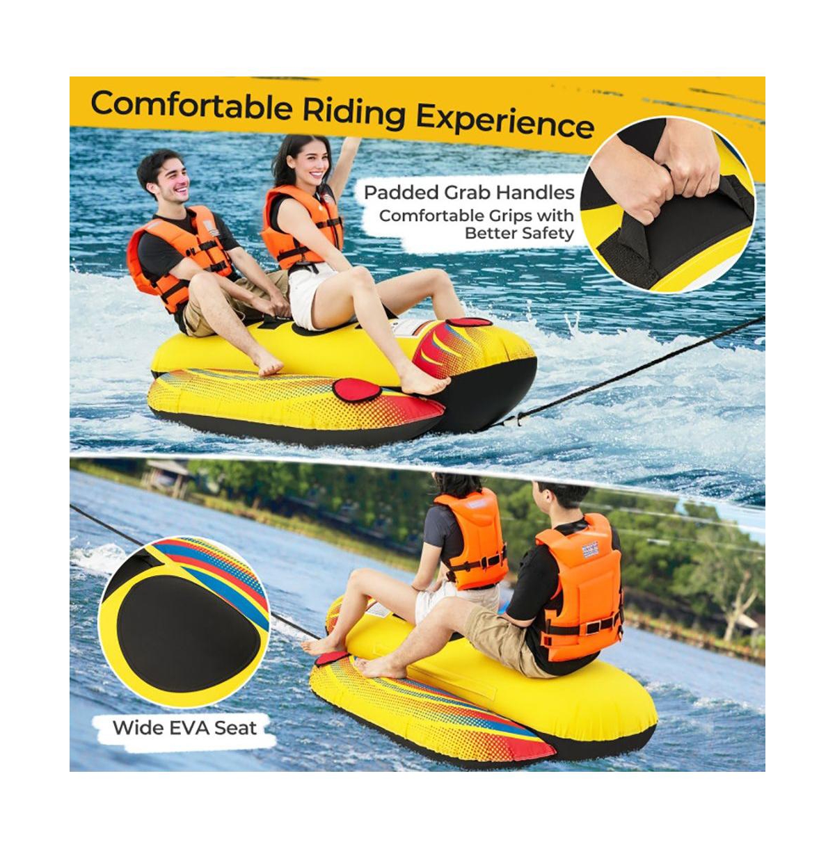 Hikeen 1 or 2 Person Inflatable Towable Tube Banana Boat for Boating