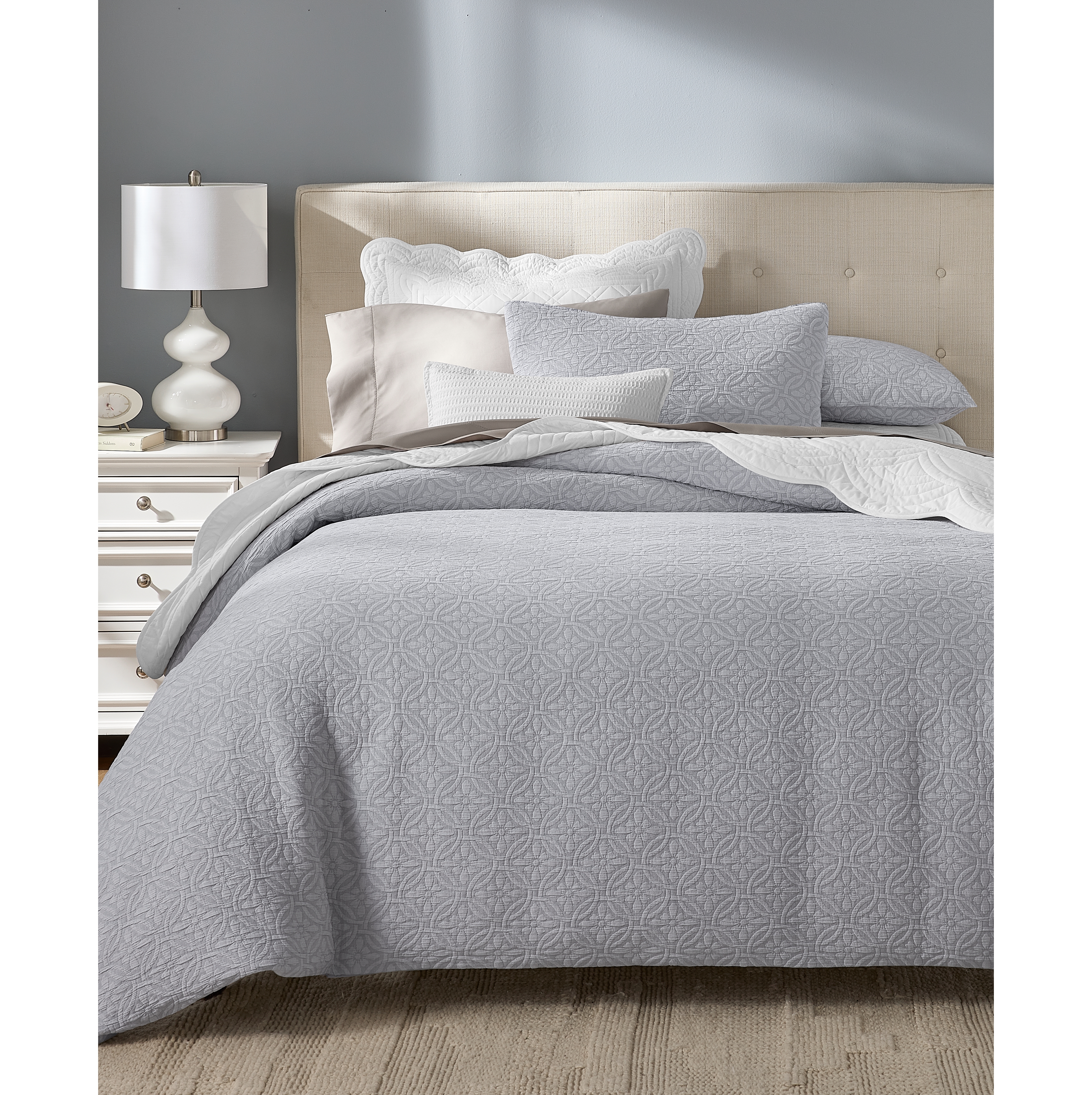 Charter Club Lattice Medallion Gray 3-Pc. Comforter Set, King