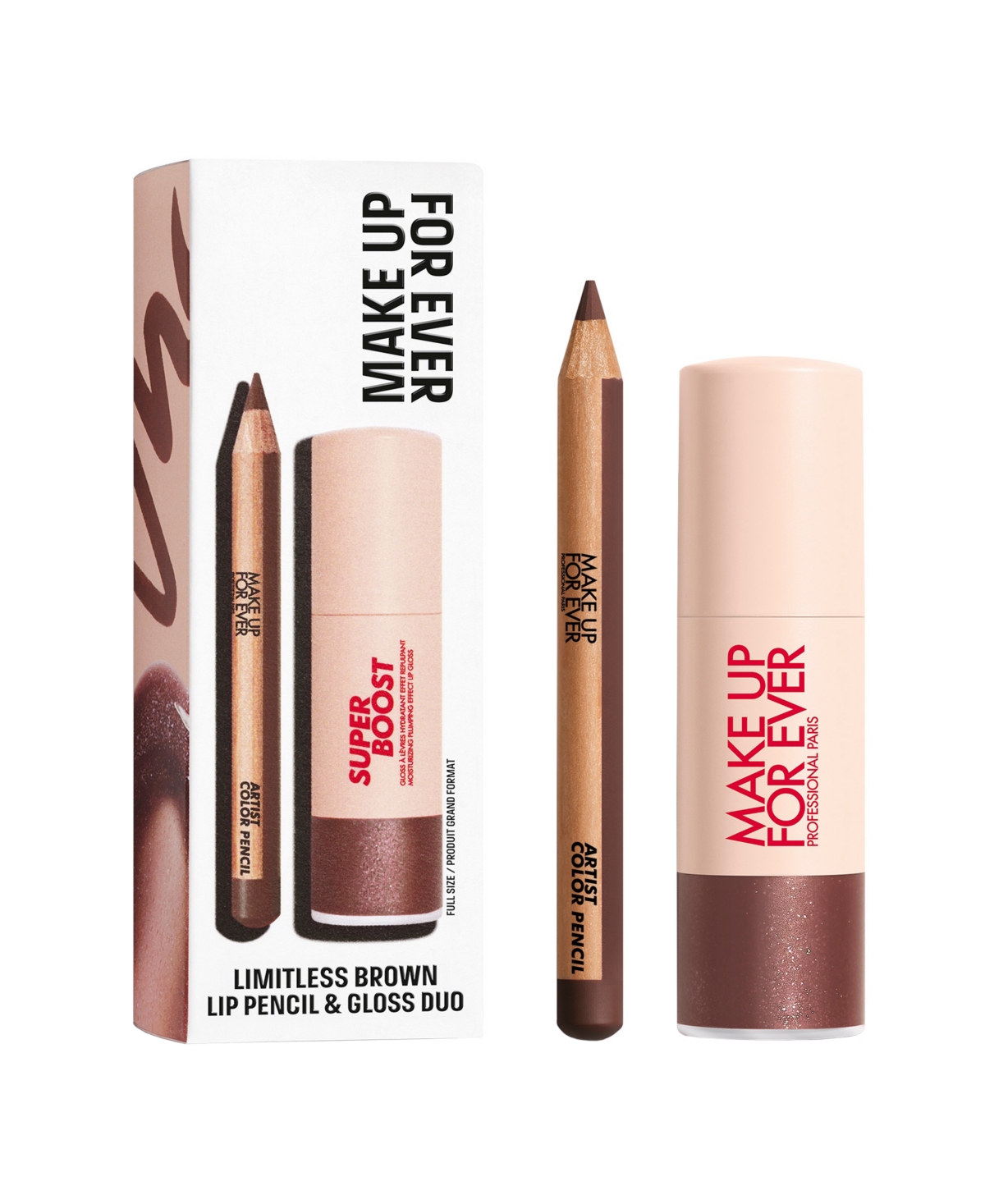 Make Up For Ever 2-piece Mini Artist Color Pencil Lip Liner & Lip Gloss Kit In Limitless Brown - Rich Chocolate Brown