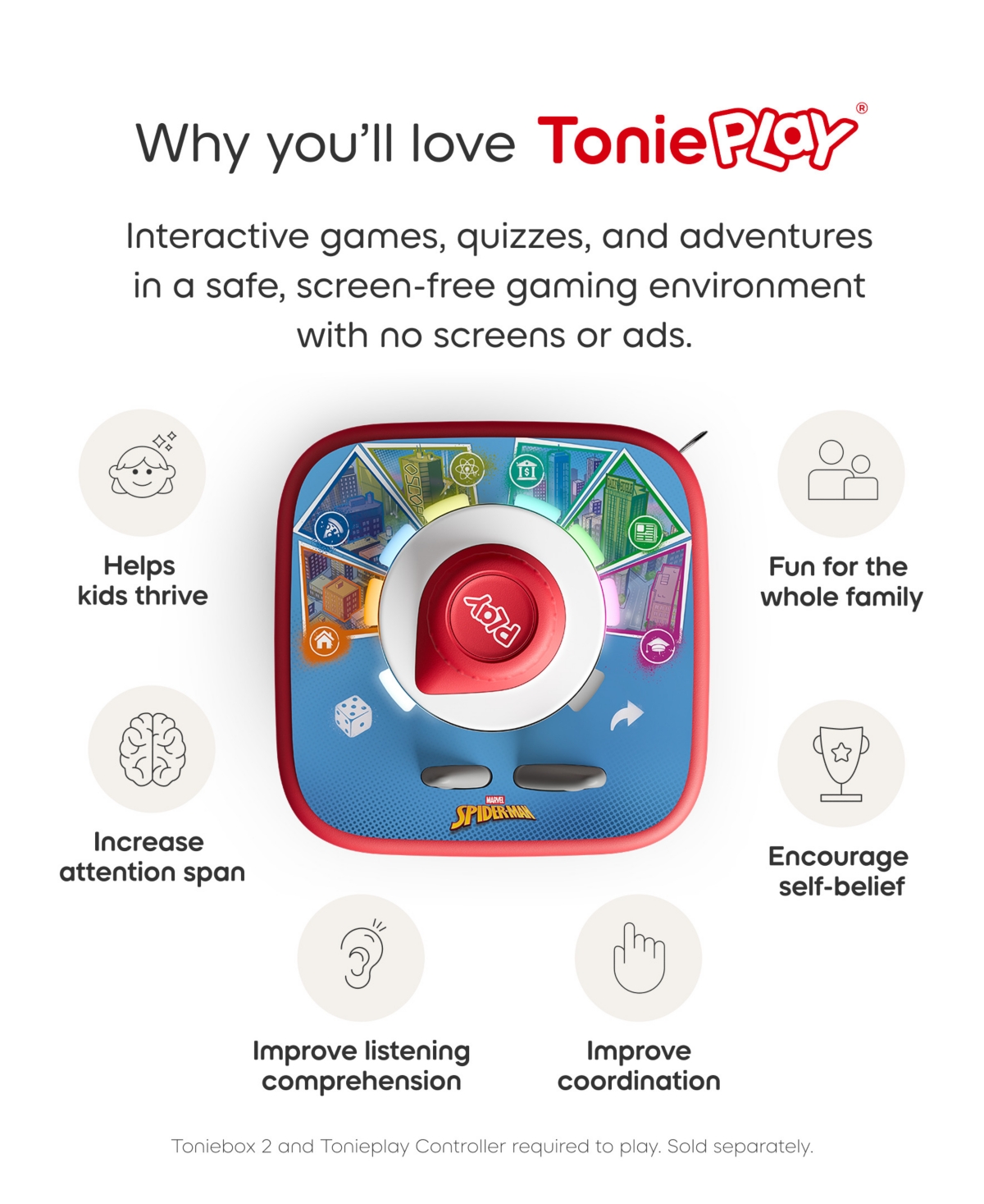 Tonies Tonieplay Marvel Spider-Man Neighborhood Hero Board Game, Ages 7+