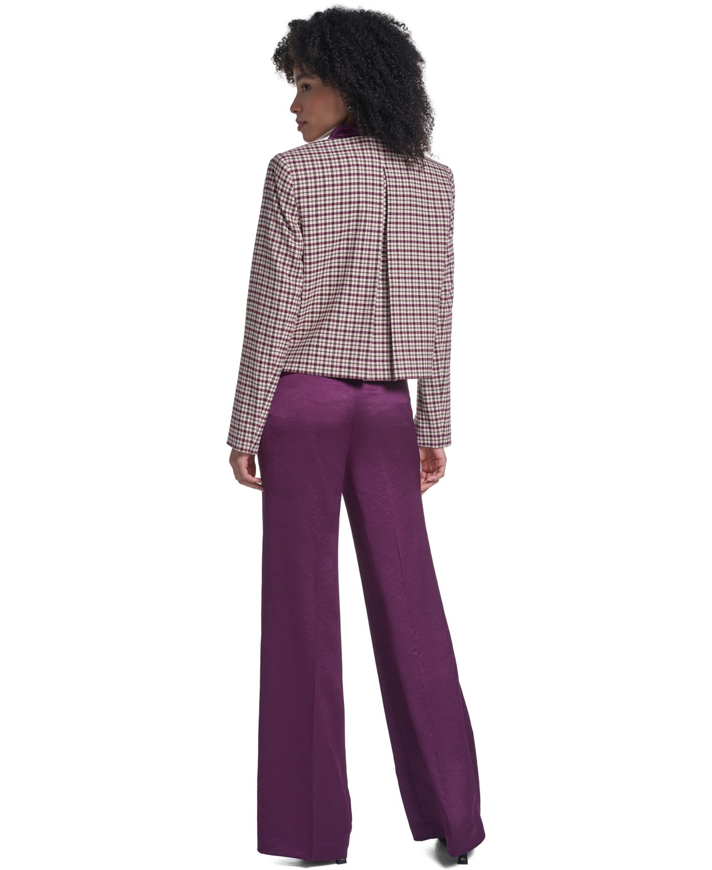 Женская куртка KARL LAGERFELD PARIS Petite Cropped Shoulder-Padded Woven, цвет: Глиняный разноцветный — фото 5