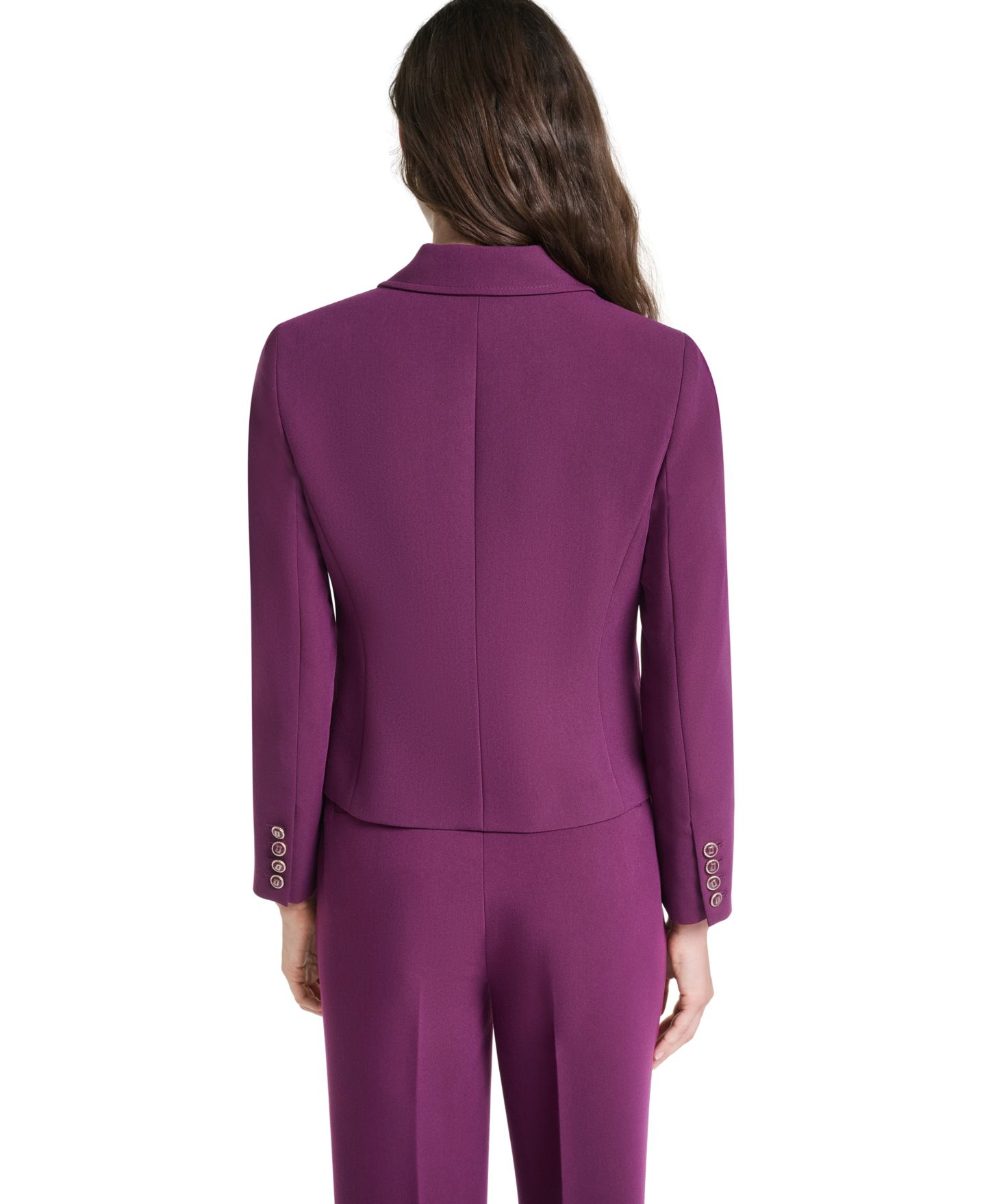 Женский пиджак KARL LAGERFELD PARIS Petite Cropped Single-Button Blazer, цвет: Вишнёвый — фото 4
