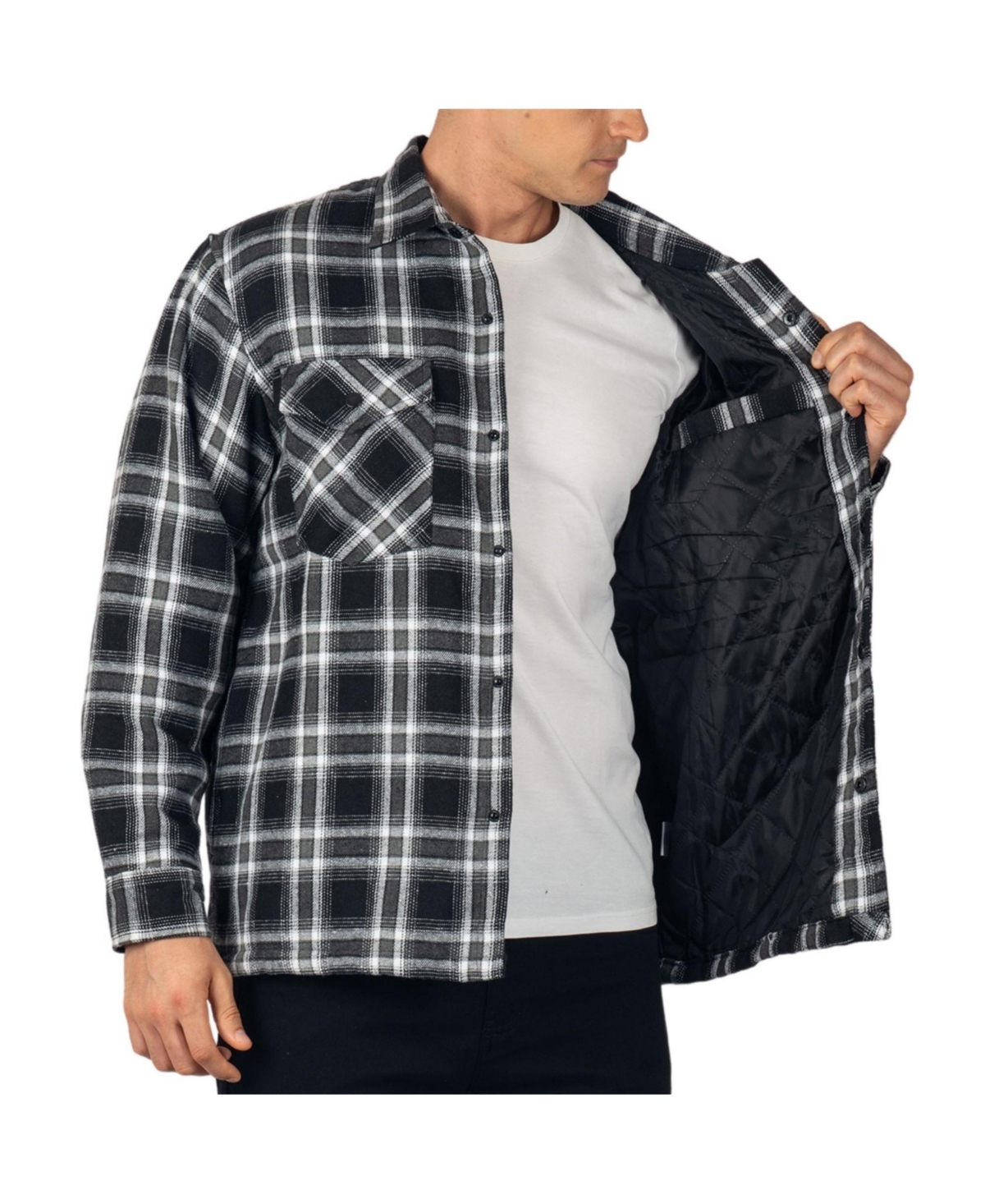 Alpine Swiss Men's Henry Quilted Flannel Shirt Heavyweight Warm Plaid Snap Front Shacket Overshirt