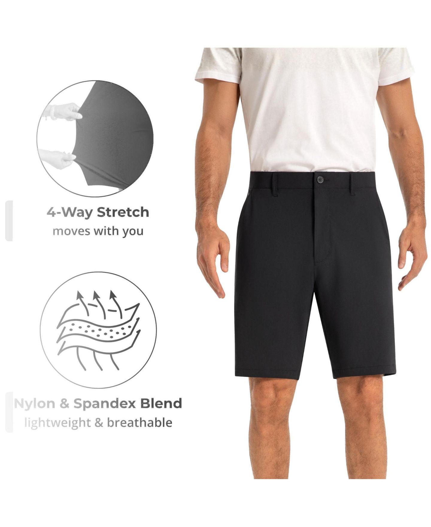 Мужские шорты Alpine Swiss Golf Dress Shorts 8.5” Inseam Casual Chino Shorts Flex Waist, цвет: Чёрный — фото 3