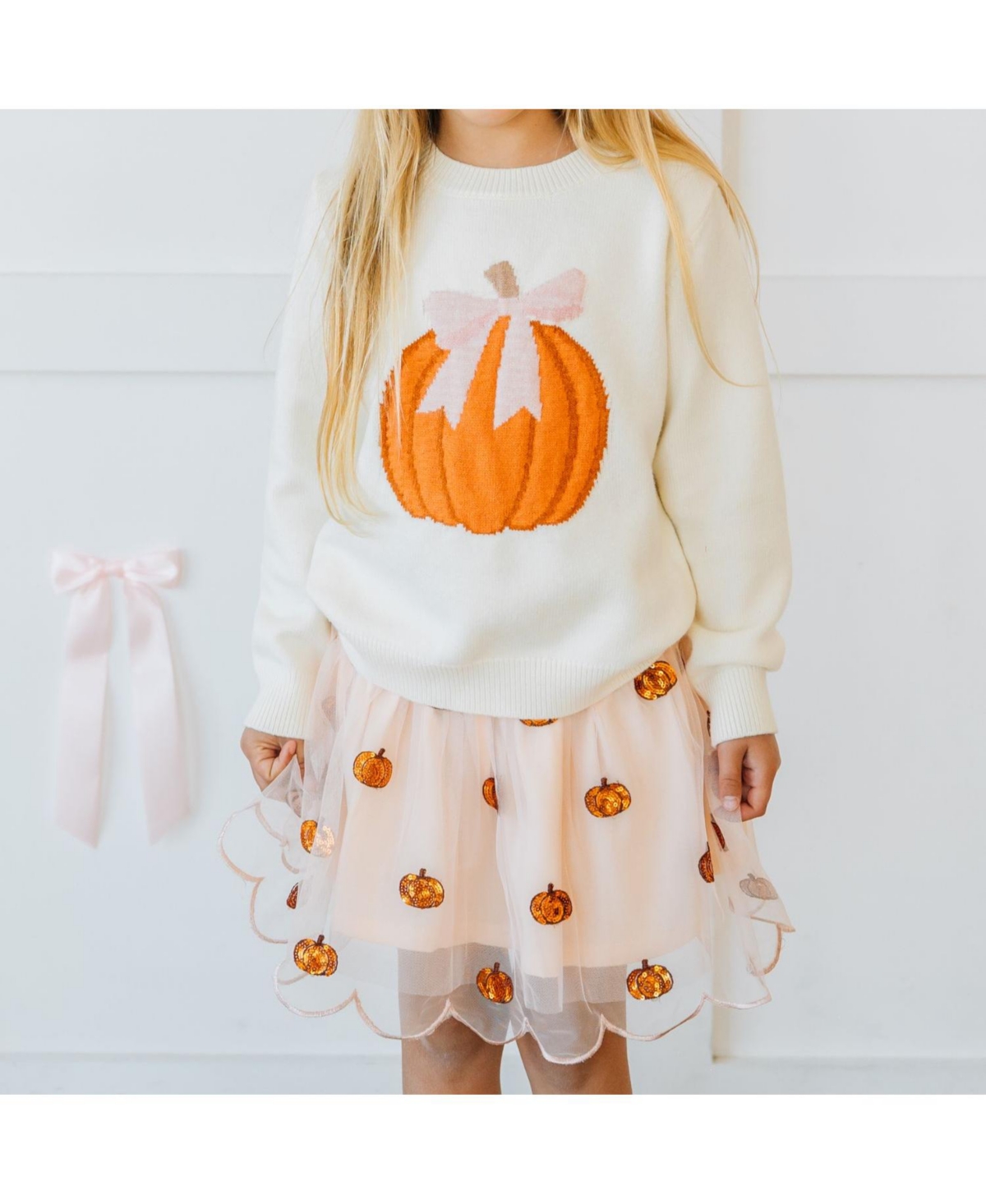 Sweet Wink Little Girls Coquette Pumpkin Sweater