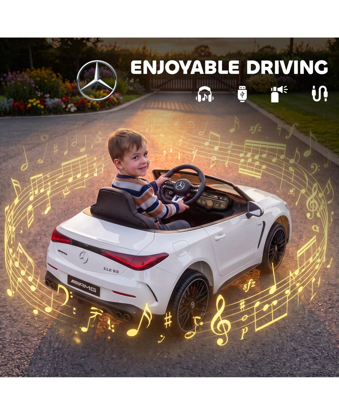 Детская игрушка Qaba Mercedes Amg Cle 53 39" L Electric Ride-On Car with Remote Control, 1 Seat, Ages 3+, цвет: Белый — фото 8