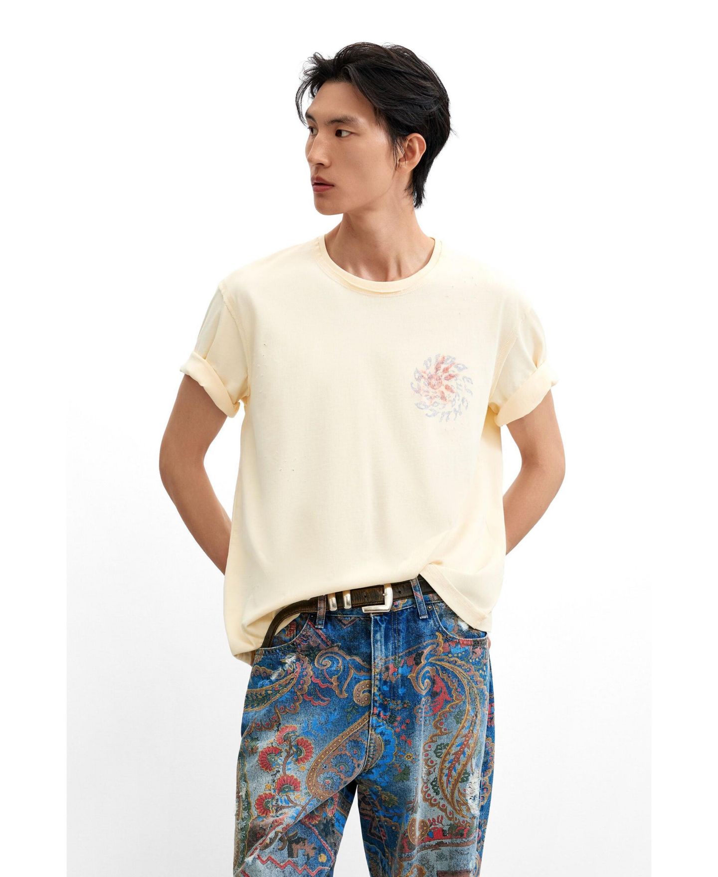 Мужские джинсы Desigual Printed, цвет: Средний синий — фото 3