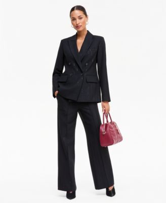 Women's Sequin Pinstripe Blazer & Wide Leg Pants