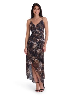 Women's Printed V-Neck High-Low Dress