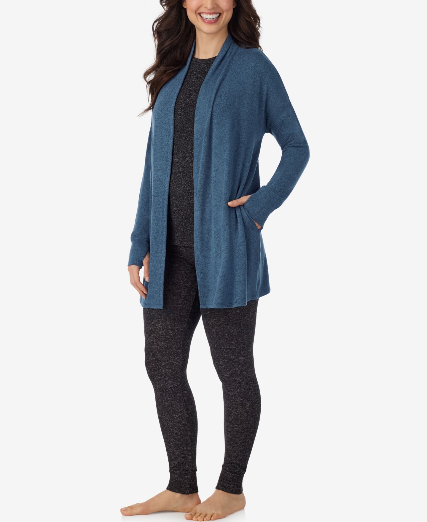 Женский свитер Cuddl Duds SoftKnit Sweater-Knit Long-Sleeve Wrap, цвет: Шамбре — фото 2