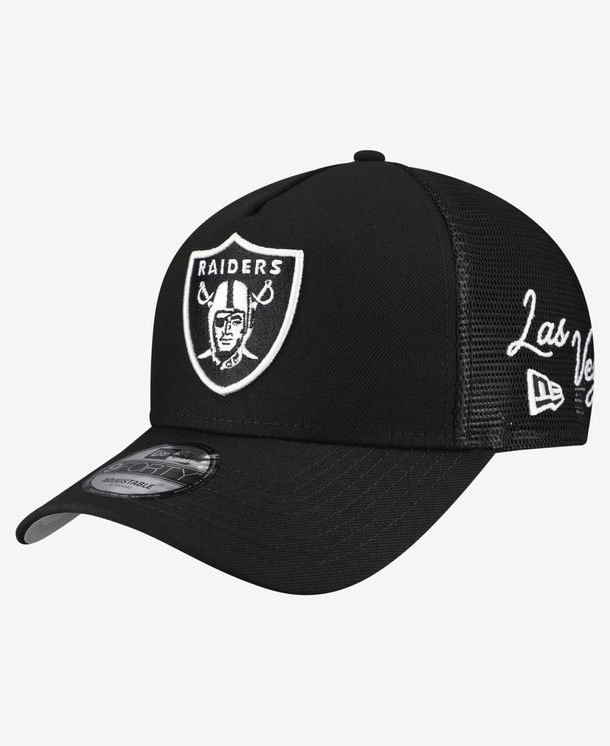 New Era Men's Black Las Vegas Raiders City Script 9FORTY A-Frame Adjustable Hat - Black