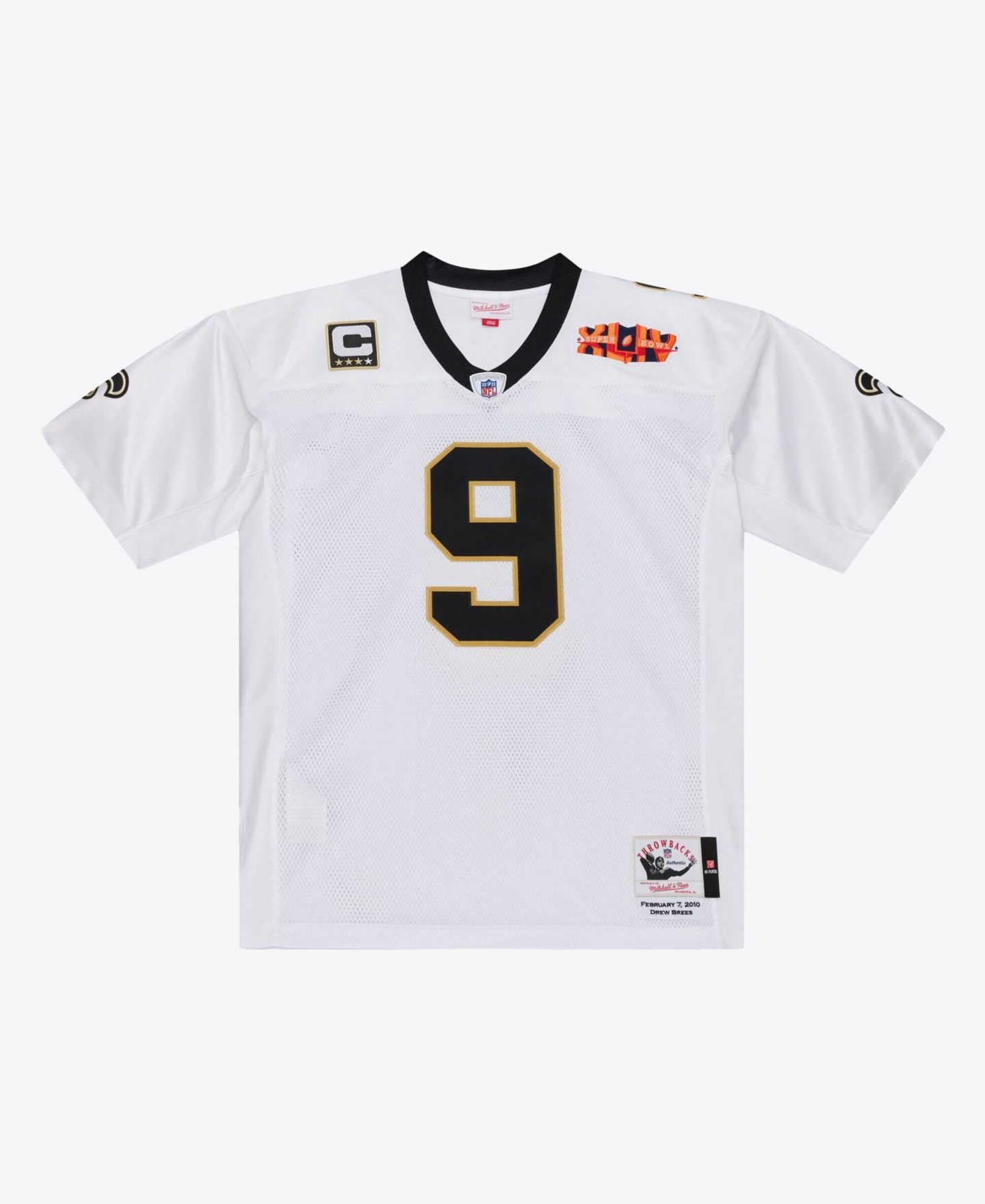 Мужской топ Mitchell & Ness Drew Brees White New Orleans Saints Super Bowl XLIV Authentic Jersey — фото 2