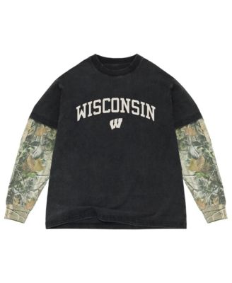 Men's Black/Camo Wisconsin Badgers Back Bay Twofer Heavyweight Long Sleeve T-Shirt