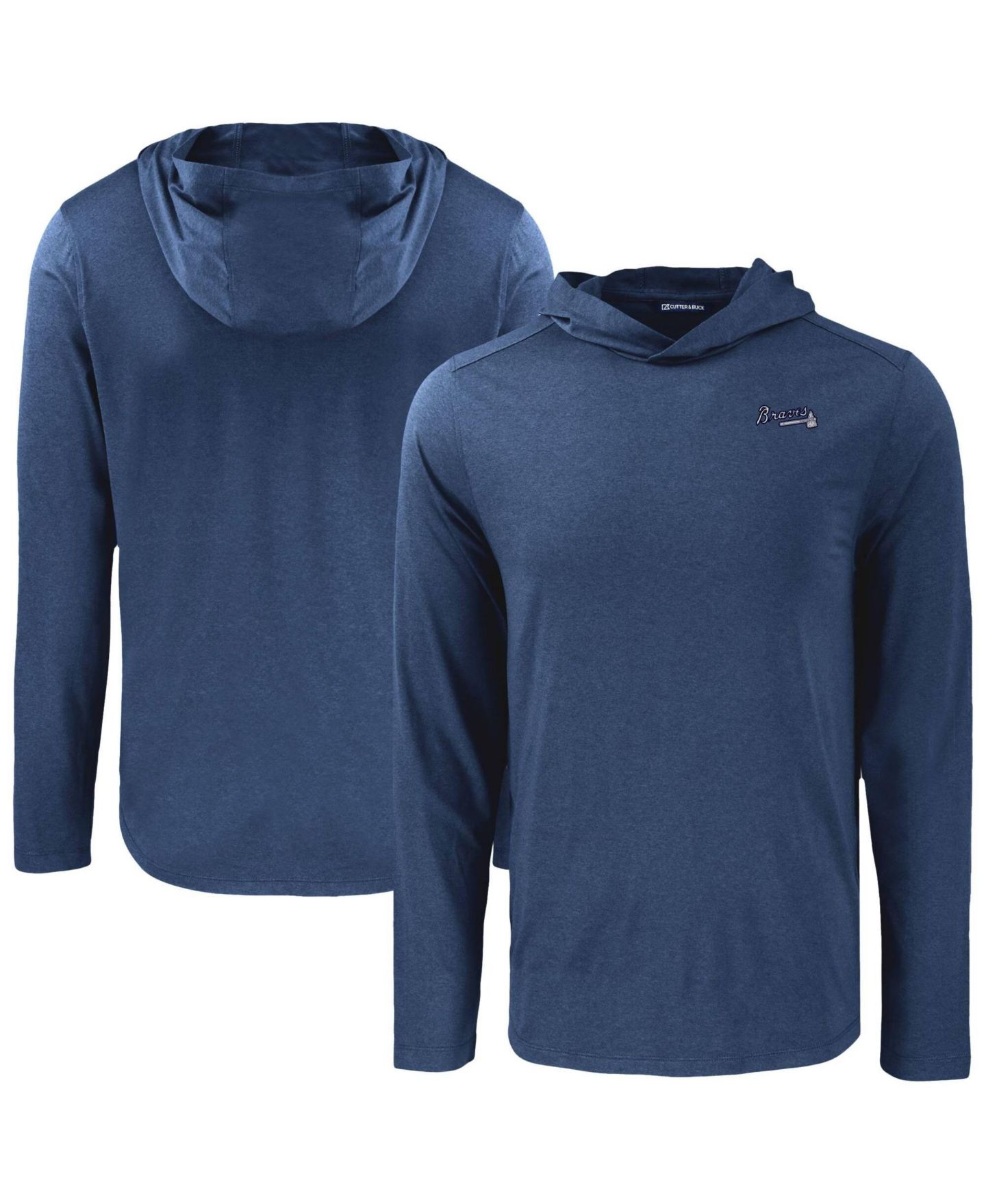 Мужское худи Cutter & Buck Navy Atlanta Braves Coastline Epic Comfort Eco Long Sleeve T-Shirt — фото 1