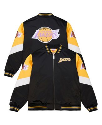 Men's Black Los Angeles Lakers Throw It Back Heavyweight Full-Zip Satin Jacket