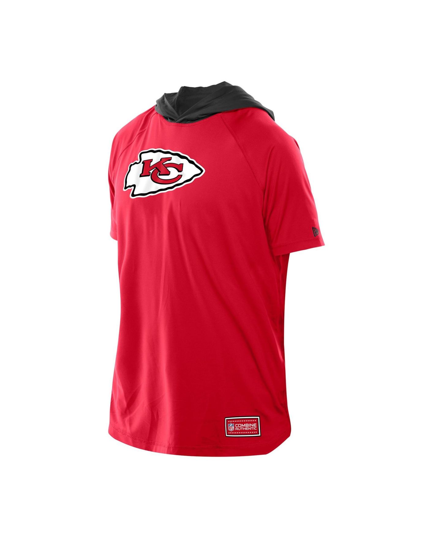 Мужская футболка New Era Red Kansas City Chiefs Combine Authentic Hooded Raglan Short-Sleeve — фото 4