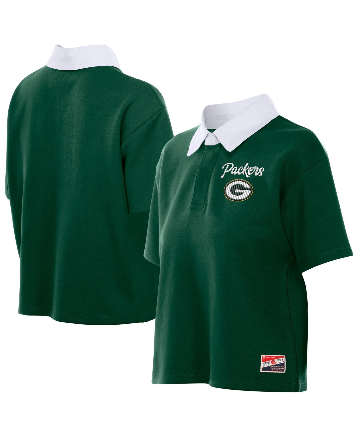 Женское поло New Era Green Bay Packers Cropped Boxy Polo — фото 1