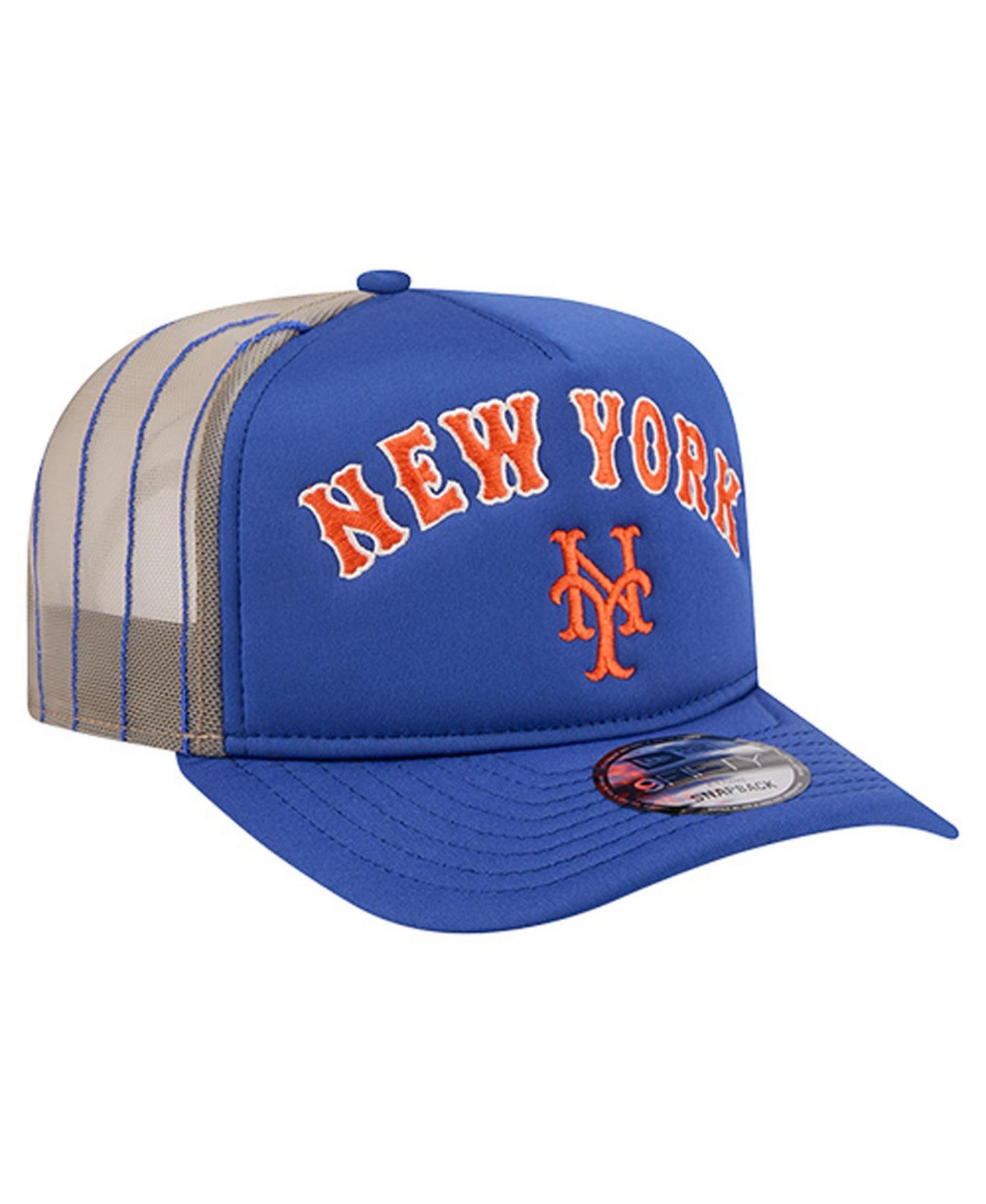 Мужская кепка New Era Royal New York Mets Vintage Arched Foam Front 9FIFTY A-Frame Adjustable Trucker Hat — фото 3