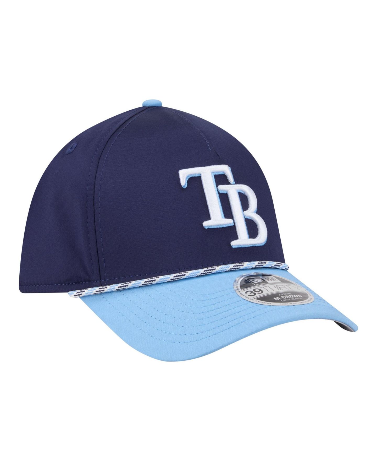Мужская кепка New Era Navy/Light Blue Tampa Bay Rays Rope M-Crown A-Frame 39THIRTY Flex Hat — фото 3