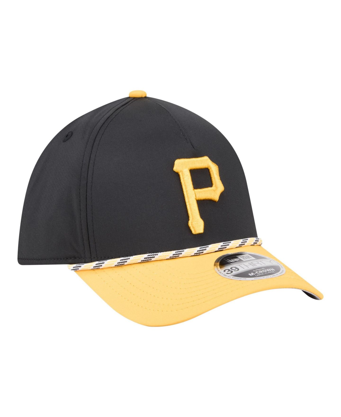 Мужская кепка New Era Black/Gold Pittsburgh Pirates Rope M-Crown A-Frame 39THIRTY Flex Hat — фото 3