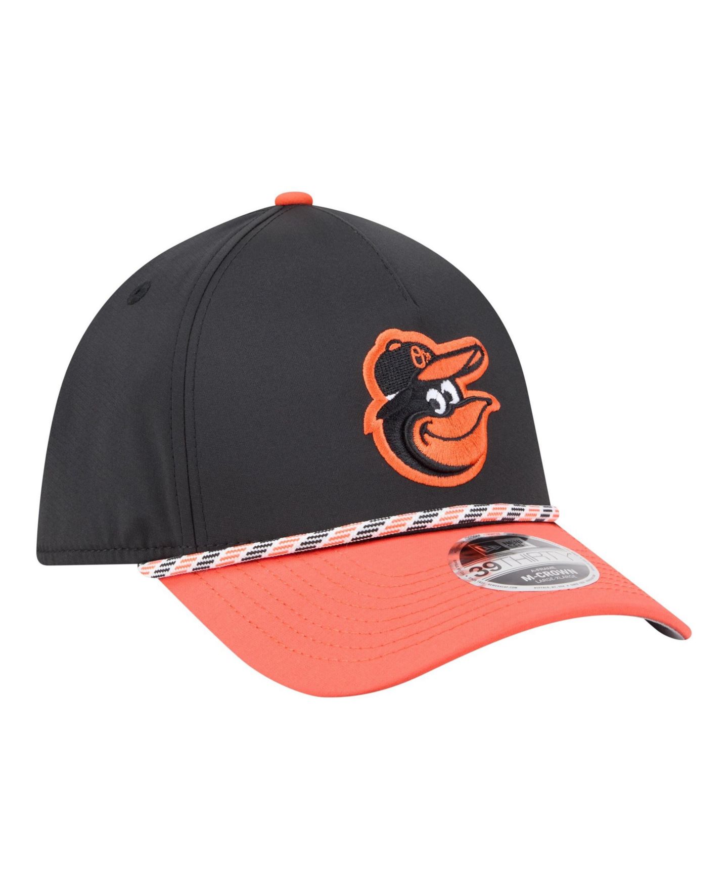 Мужская кепка New Era Black/Orange Baltimore Orioles Rope M-Crown A-Frame 39THIRTY Flex Hat — фото 3