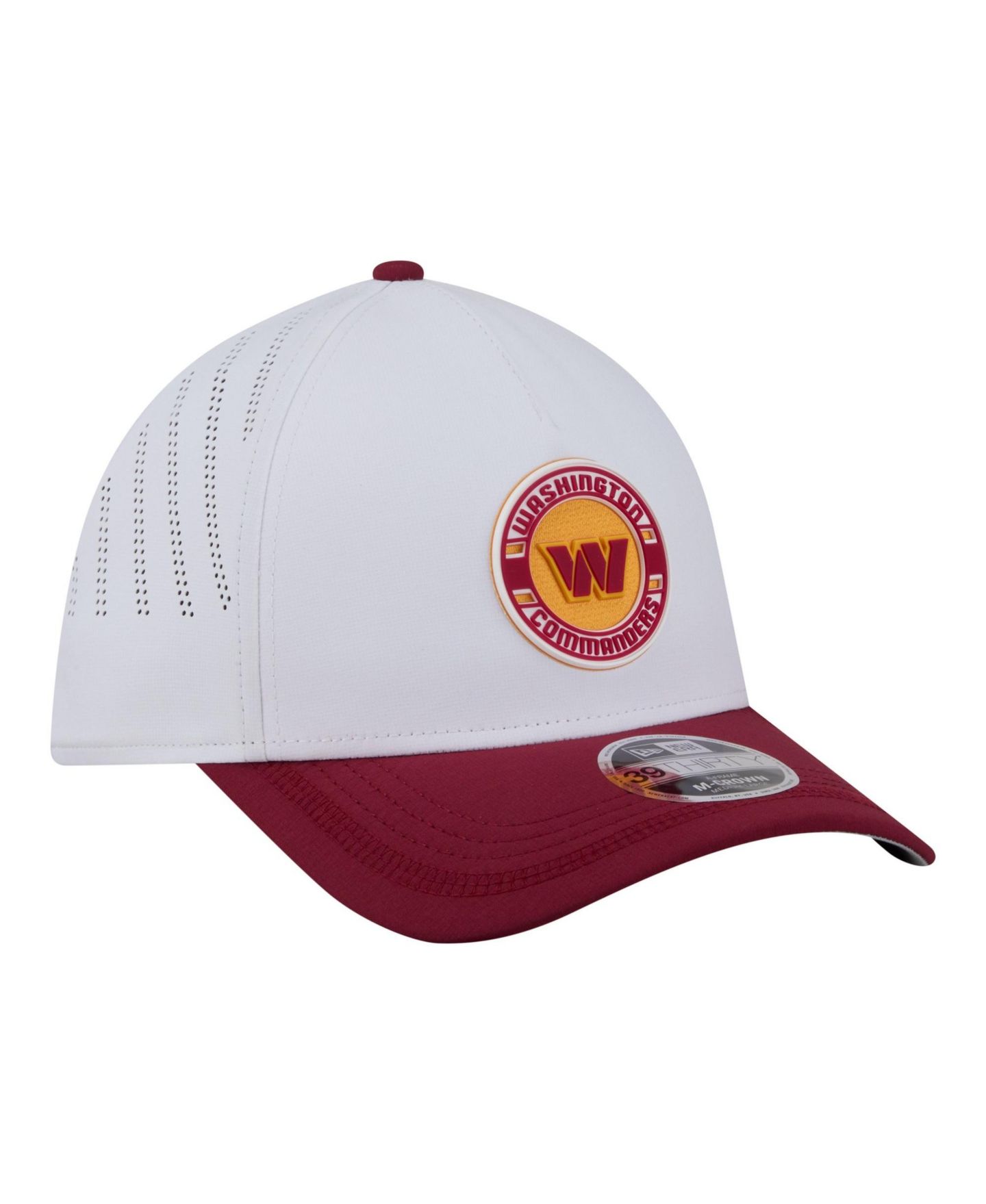Мужская кепка New Era Gray/Burgundy Washington Commanders Patch 39THIRTY A-Frame M-Crown Perforated Flex Hat — фото 3