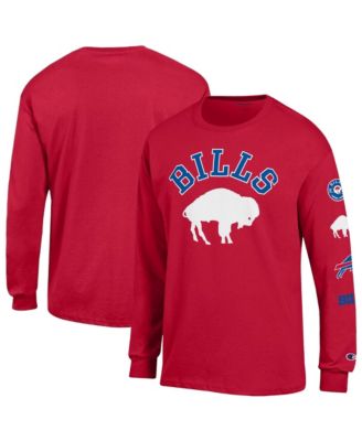 Men's Red Buffalo Bills Long Sleeve Vintage Jersey T-Shirt