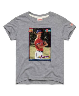 Big Boys and Girls Chipper Jones Gray Atlanta Braves Topps Baseball Card Tri-Blend T-Shirt