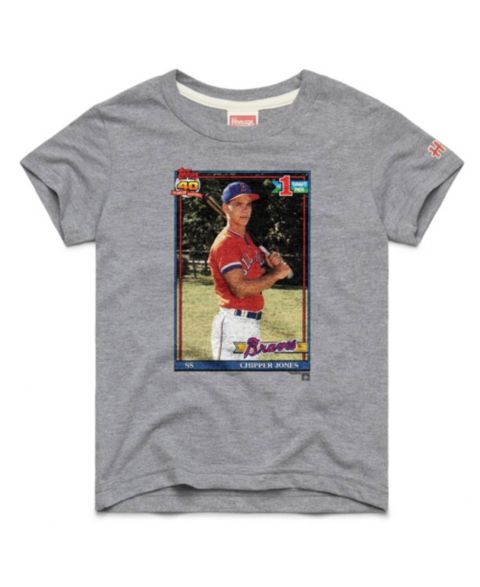 Детская футболка Homage Chipper Jones Gray Atlanta Braves Topps Baseball Card Tri-Blend