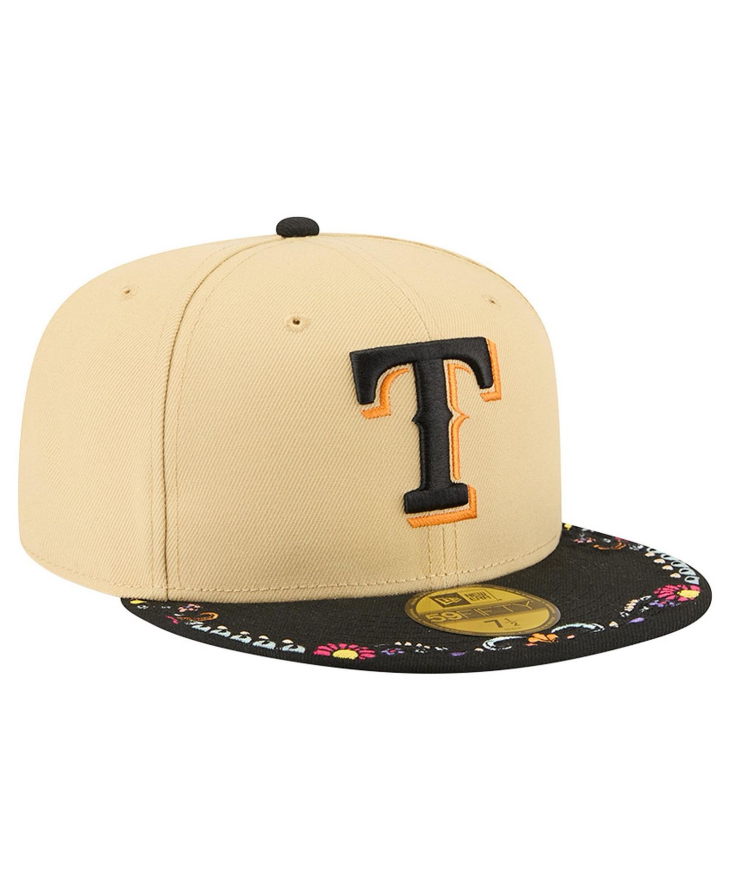 Мужские козырьки New Era Light Beige Texas Rangers Two-Tone Embroidered 59FIFTY Fitted Hat — фото 3