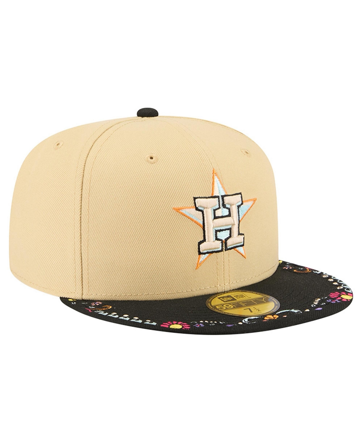 New Era Men's Light Beige Houston Astros Two-Tone Embroidered Visor 59FIFTY Fitted Hat