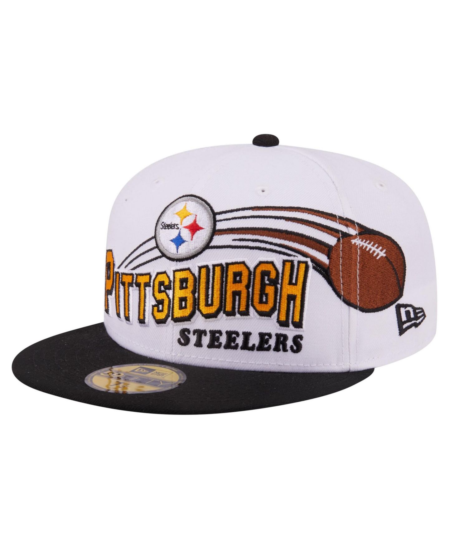 Мужская кепка New Era White/Black Pittsburgh Steelers Retro Swoop 59FIFTY Fitted Hat — фото 3