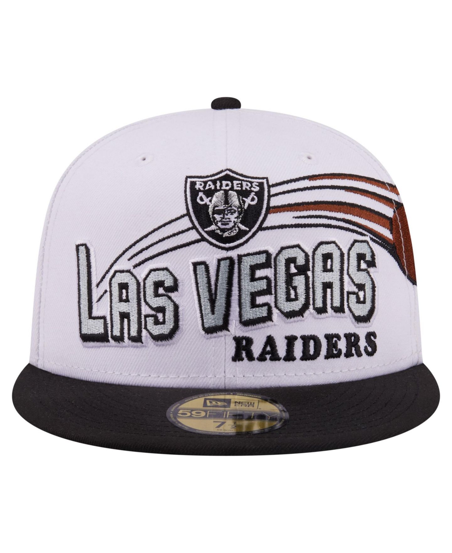 Мужская кепка New Era White/Black Las Vegas Raiders Retro Swoop 59FIFTY Fitted Hat — фото 2