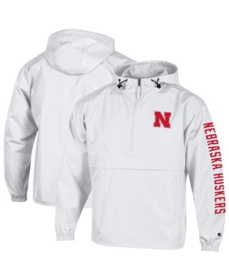 Men's White Nebraska Huskers Cloud Packable Half-Zip Hooded Jacket