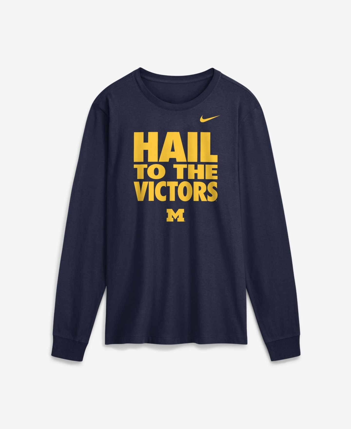 Мужская футболка Jordan Navy Michigan Wolverines 2026 Sideline Slogan Dri-FIT Long Sleeve — фото 1