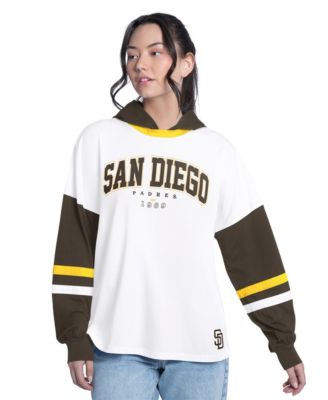 Women's San Diego Padres Key Player Oversized Colorblock Long-Sleeve Hooded T-Shirt