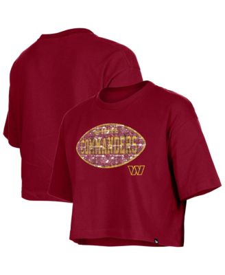 Girl's Burgundy Washington Commanders Flip Sequin Boxy T-Shirt
