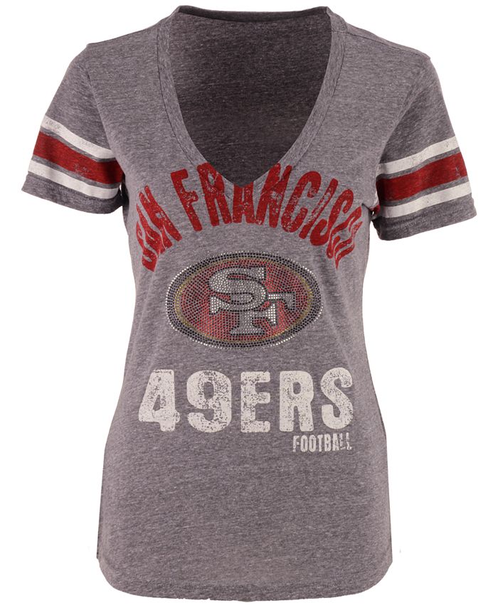 SAN FRANCISCO 49ERS WOMEN'S BIG LOGO V-NECK T-SHIRT – JR'S SPORTS