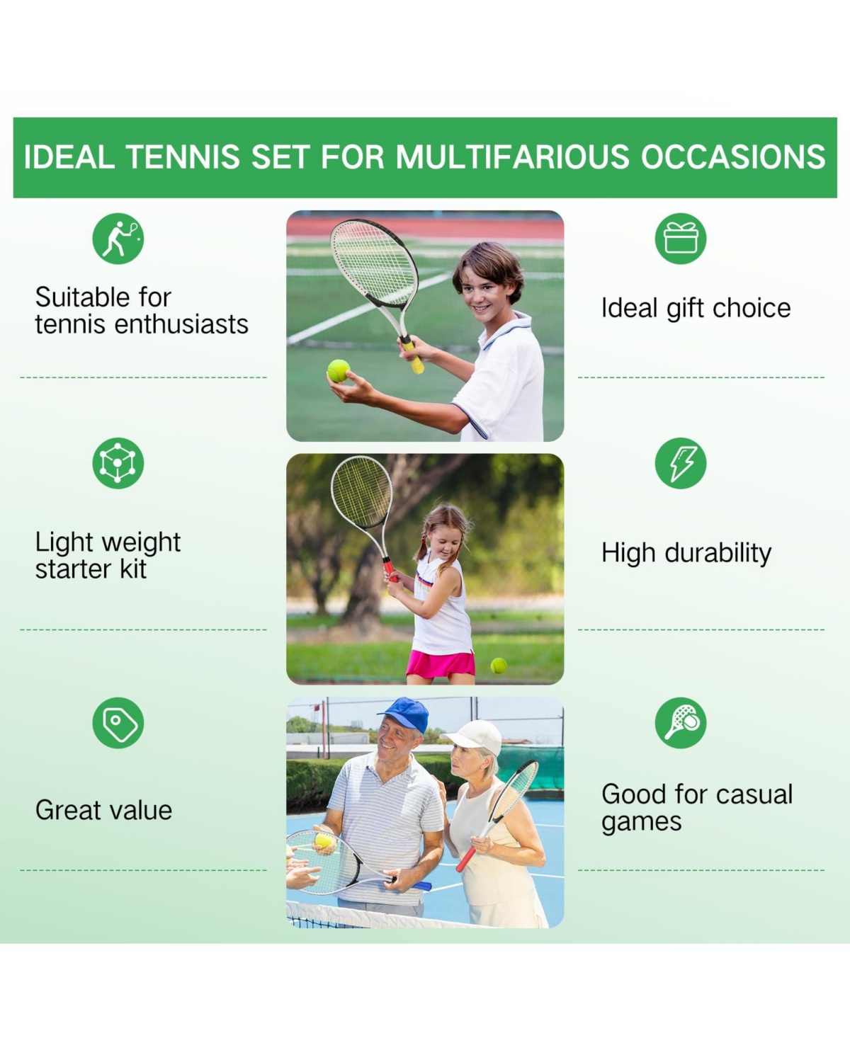 Aofar 6 Tennis Rackets Set For Adult Beginner With Balls Bag