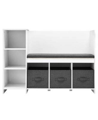 Kids Reading Nook Bench with 6 Cubby Storage and Detachable Cushion