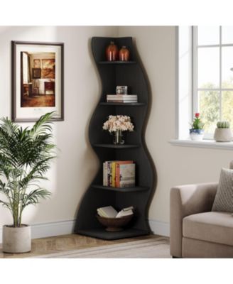 5-Tier Wall Corner Bookshelf for Small Space
