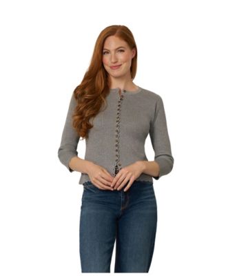 Women's Scalloped Rib Trim Cardigan